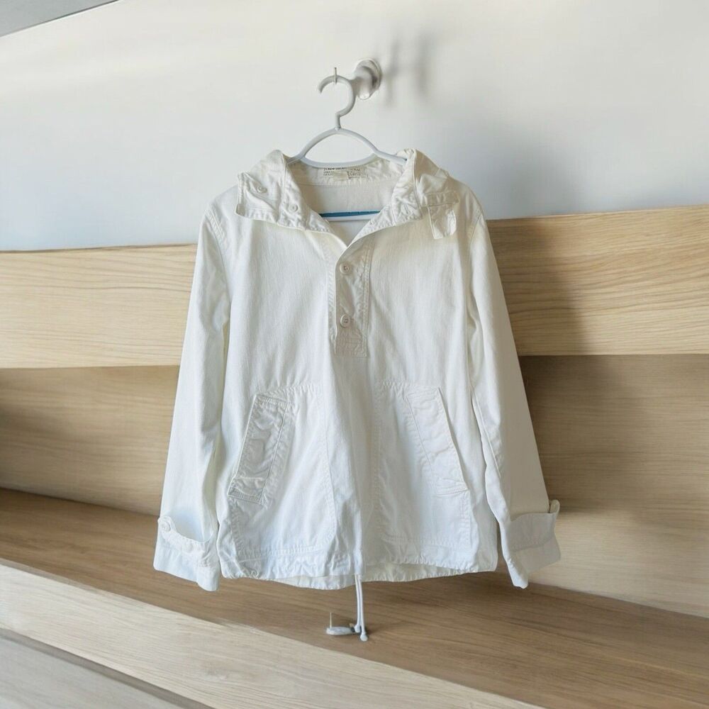J. Crew Heritage Silhouette Issued Anorak Military Style Smock White Jacket Sz S